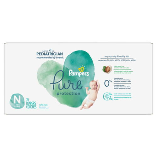 Pampers Pure Protection Diapers Newborn Size N 76 Count