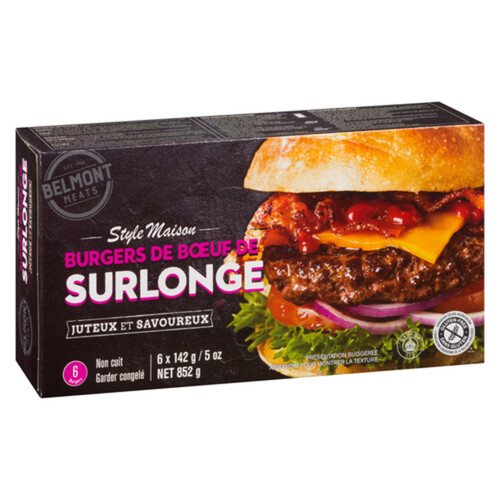 Belmont Gluten-Free Frozen Beef Burgers Home Style Sirloin 852 g