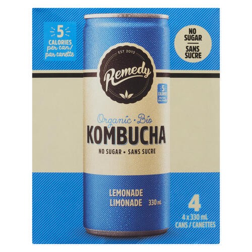 Remedy Drinks Organic Kombucha Lemonade 4 x 330 ml (cans)