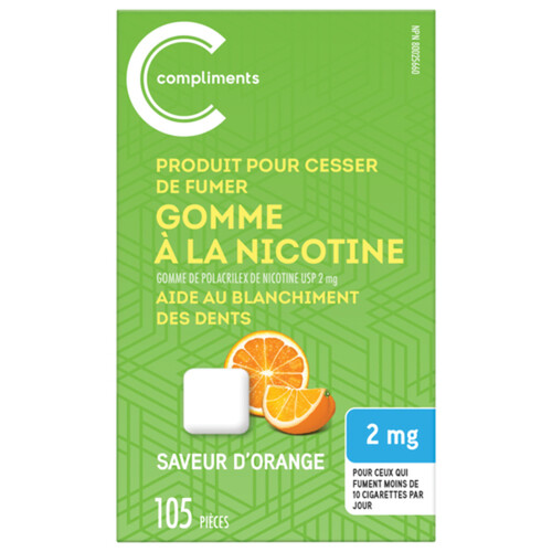 Compliments Anti Smoking Aid 2mg Nicotine Gum Orange 105 EA