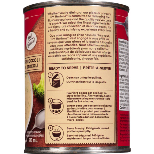 Tim Hortons Soup Cream Of Broccoli 540 ml