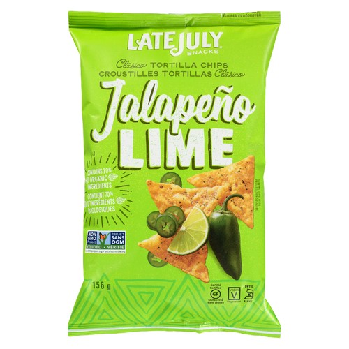 Late July Clasico Tortilla Chips Jalapeno Lime 156 g