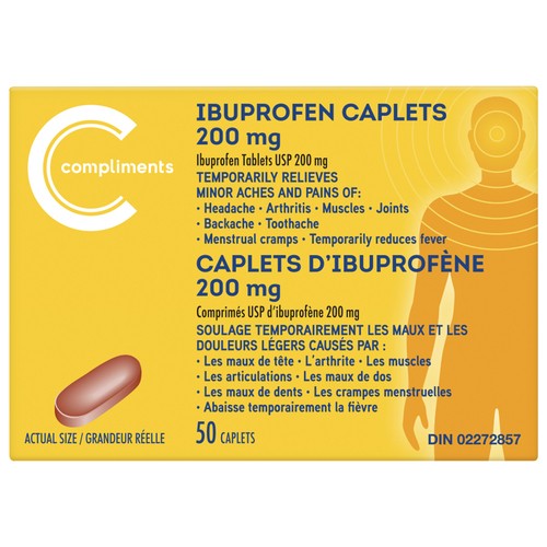 Compliments Ibuprofen 200 mg Caplets 50 Count