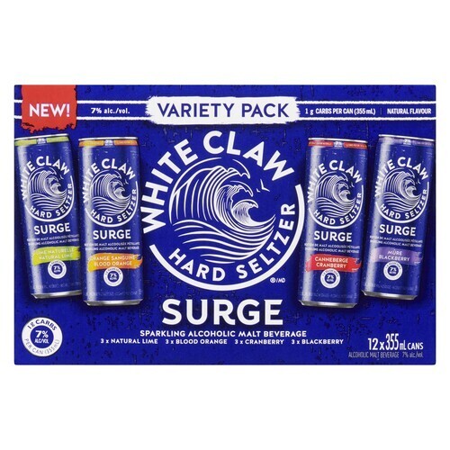 White Claw Surge Hard Seltzer 7% Alcohol Variety Pack 12 x 355 ml (cans)