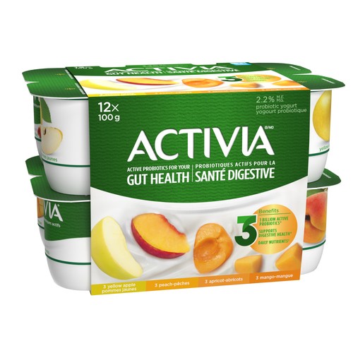 Activia Probiotics Yogurt Yellow Apple Apricot Mango Peach Value Size 12 x 100 g