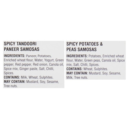 Brar's Superfan Gametime Frozen Samosas Spicy Tandoori Paneer And Potatoes 630 g