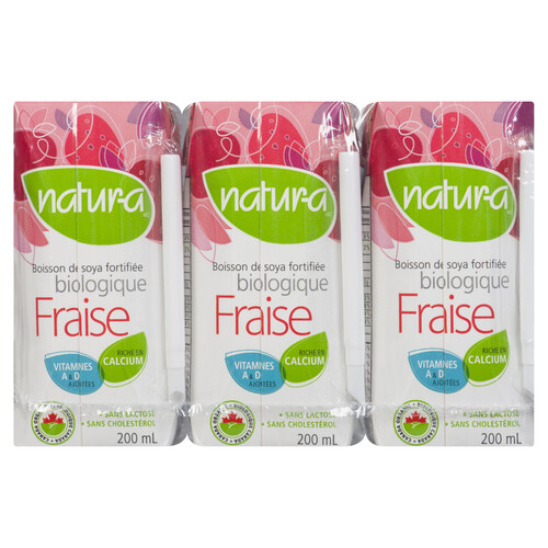Natur-A Organic Soy Beverage Strawberry 3 x 200 ml