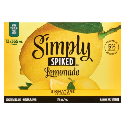 Simply Spiked Alcoholic Malt 5% Alcohol Signature Lemonade 12 x 355 ml (cans)