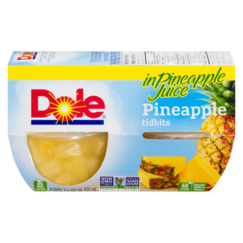 Dole Golden Fruit Bowls Pineapple Tidbits 4 x 107 ml