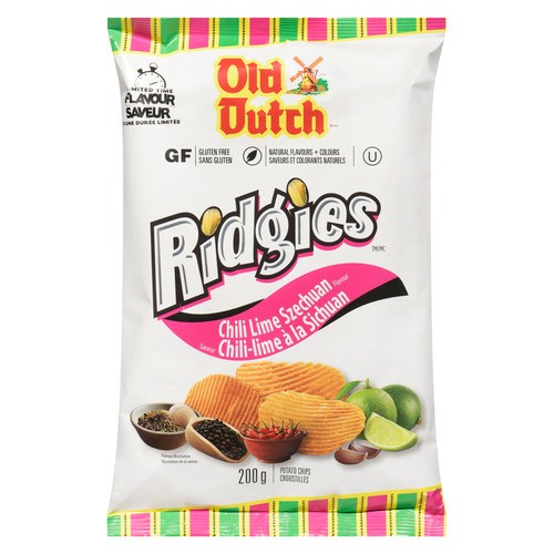 Old Dutch Ridgies Potato Chips Chili Lime Szechuan 200 g
