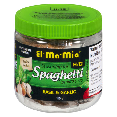 El-Ma-Mia H12 Seasoning For Spaghetti Tomato Sauce With Basil and Garlic 110 g