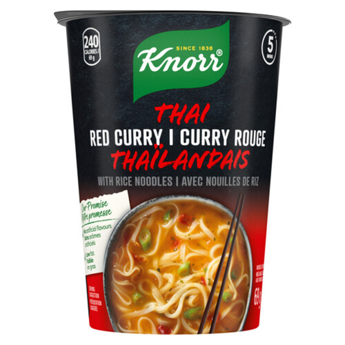 Knorr Rice Noodle Cup Thai Red Curry For A Light Soup Meal Or Snack Ready In 5 Mins 69 g