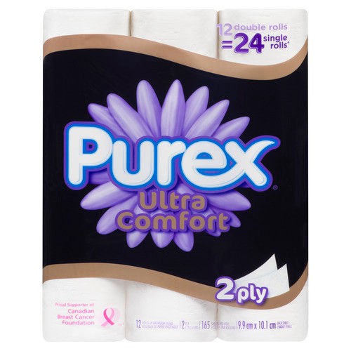 Purex Toilet Paper Ultra Comfort 2 Ply 12 Double Rolls x 165 Sheets