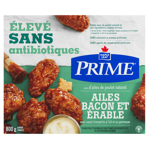 Maple Leaf Prime Frozen Bacon Maple Chicken Wings Raised Without Antibiotics 800 g