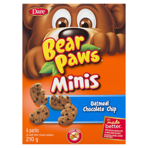 Dare Bear Paws Peanut-Free Minis Cookies Oatmeal Chocolate Chip 210 g