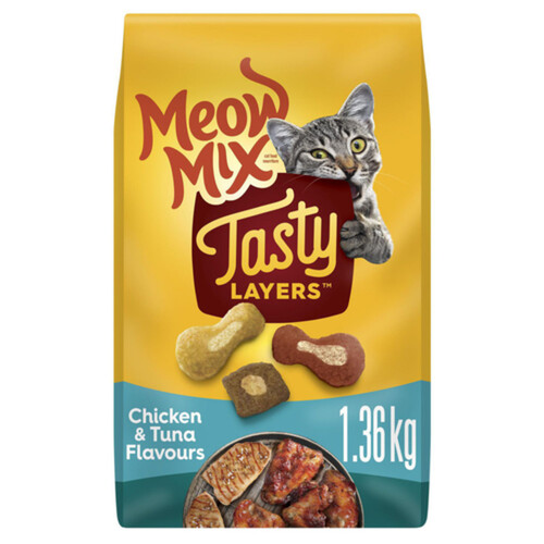 Meow Mix Tasty Layers Dry Cat Food Chicken & Tuna 1.36 kg