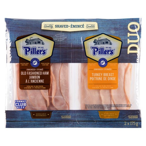 Piller's Deli Meat Duo Ham And Smoked Turkey Shaved Club Size 350 g