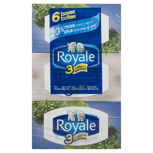 Royale Facial Tissues 3-Ply 6 Boxes x 88 Sheets