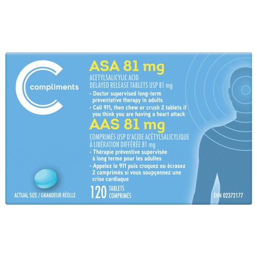 Compliments ASA 81 mg Tablets 120 Count