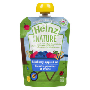 Heinz by Nature Organic Baby Food Blueberry Apple & Oat Purée 128 ml