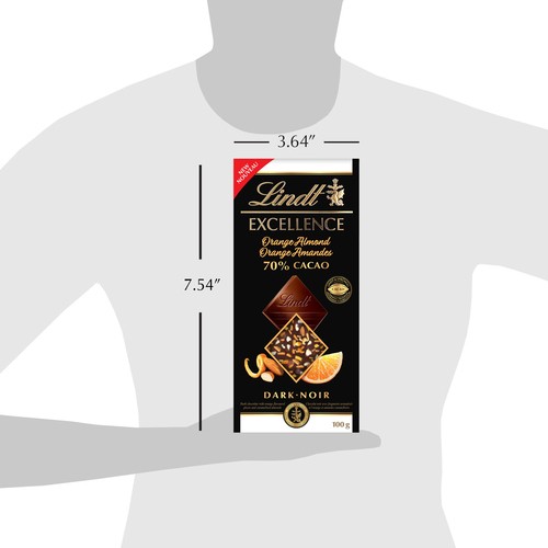 Lindt Excellence Dark Chocolate Bar 70% Cacao Orange Almond 100 g