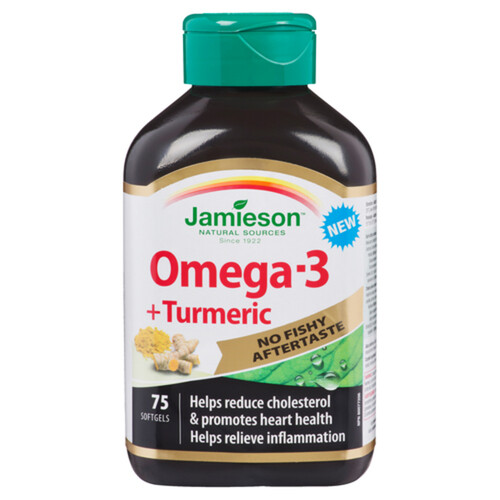 Jamieson Vitamins Omega-3 + Turmeric Softgels 75 Count