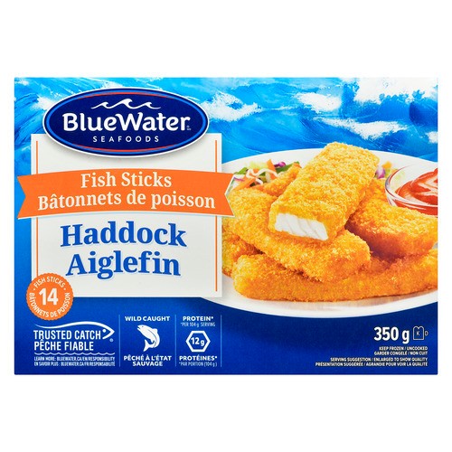 BlueWater Seafoods Frozen Fish Sticks Haddock 350 g