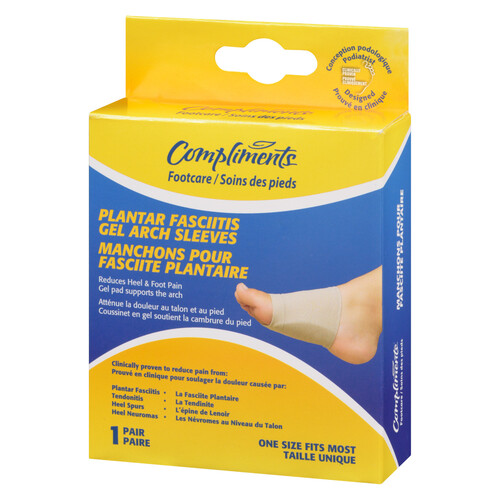 Compliments Footcare Plantar Fasciitis Gel Arch Sleeves One Size Fits Most