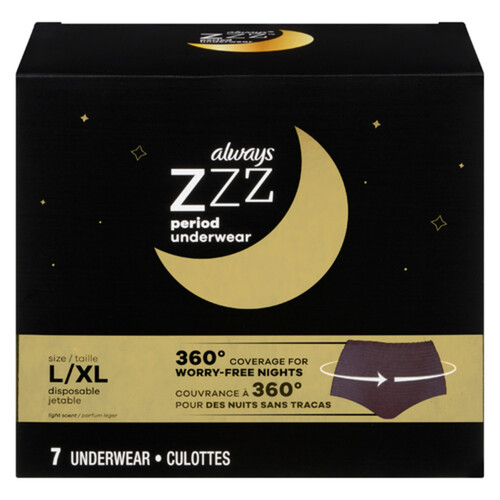 Always Zzz Period Underwear Disposable 360 Degree Coverage Large