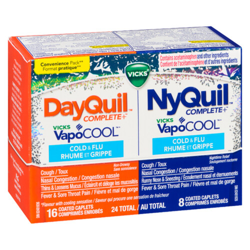 Vicks Complete+ VapoCool DayQuil/NyQuil Combo Coated Caplets 24 EA