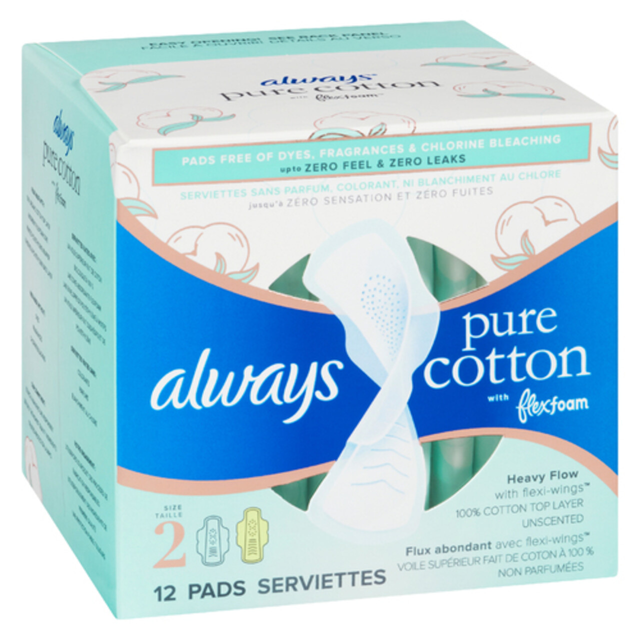 Always Pure Cotton Pads Size 2 With Wings 12 Count Voilà Online