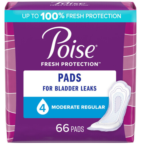 Poise Bladder Protection Pads Moderate Regular Length 66 Count - Voilà  Online Groceries & Offers