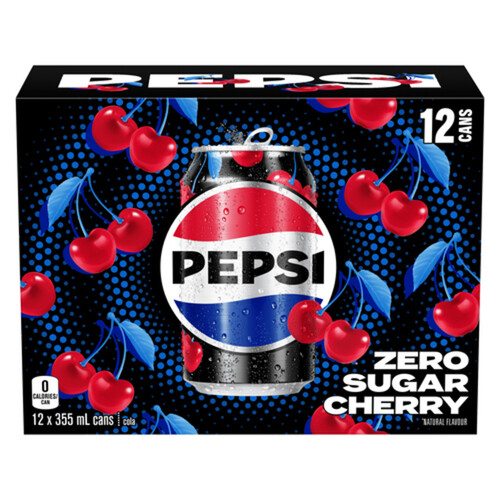 Pepsi Zero Sugar Soft Drink Wild Cherry 12 x 355 ml