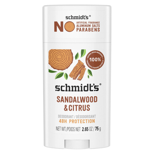 Schmidt's Natural Origin Deodorant Citrus & Sandalwood 48 Hour Protection 75 g