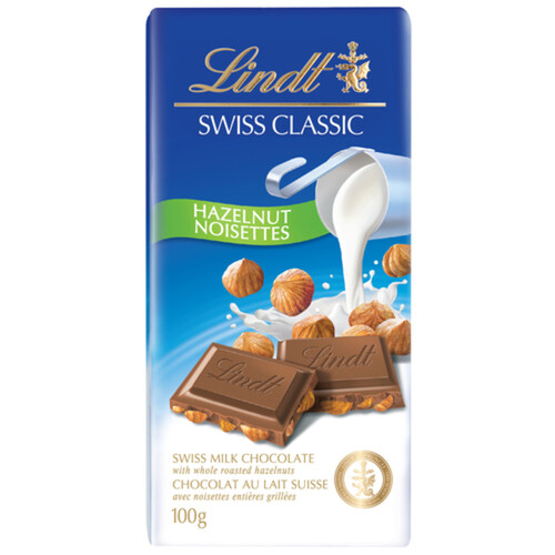 Lindt Swiss Classic Milk Chocolate Bar Hazelnut 100 g