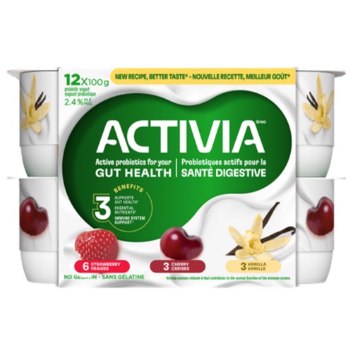 Activia Probiotic Yogurt Strawberry Cherry Vanilla 12 x 100 g