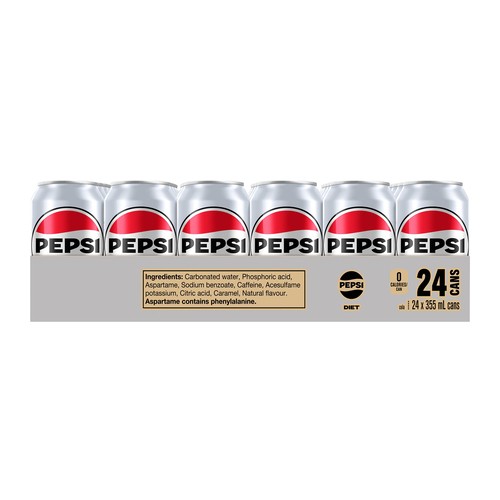Pepsi Diet Soft Drink 24 x 355 ml (cans)