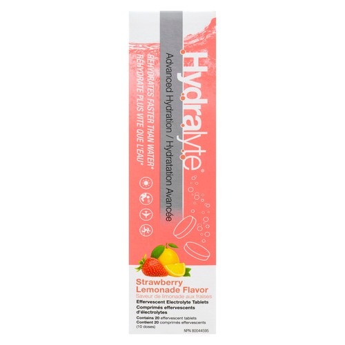 Hydralyte Effervescent Electrolyte Tablets Strawberry Lemonade 20 Count