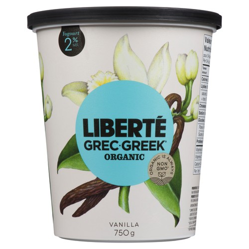 Liberté Organic 2%  Yogurt Vanilla 750 g