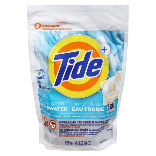Tide Laundry Detergent Power Pods Free & Gentle Cold Water Unscented 18 Pacs