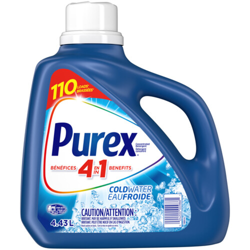 Purex 4 in 1 Liquid Laundry Concentrated Detergent Coldwater 100 Loads 4.43 L