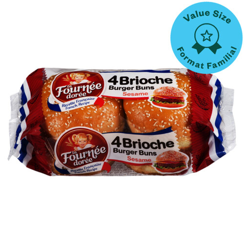 Burger Buns Brioche Sesame Jumbo 4 Count