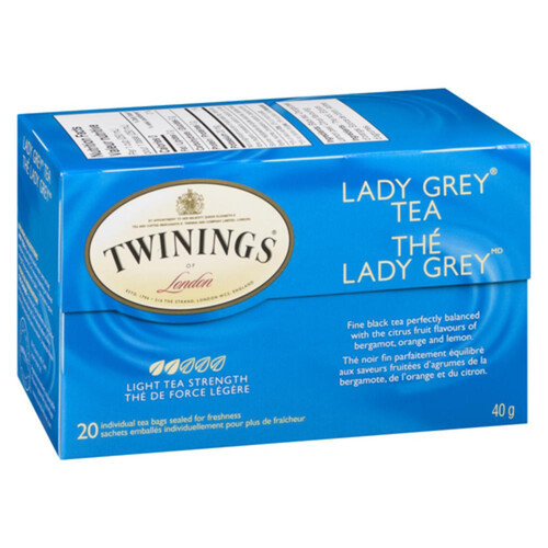 Twinings Black Tea Lady Grey Light 20 Tea Bags