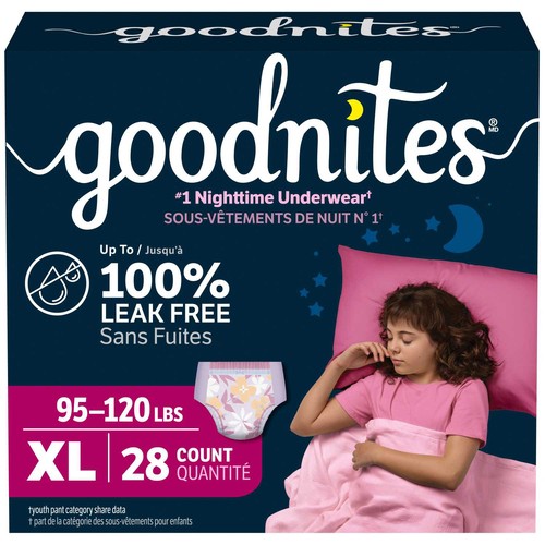 Goodnites Girls Nighttime Bedwetting Underwear S6 28 Count