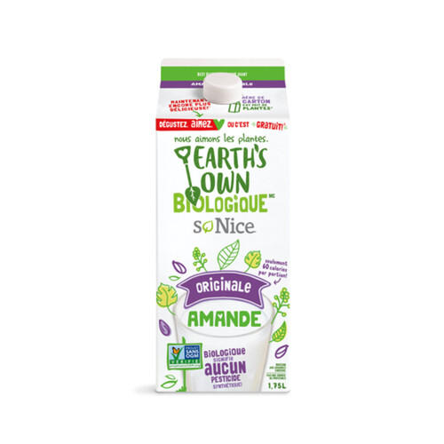 Earth's Own Organic Almond Milk Original  Dairy-Free Plant-Based Beverage 1.75 L