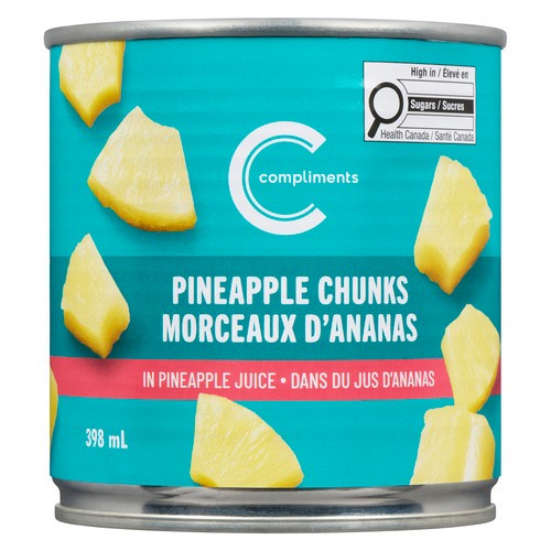 Compliments Canned Pineapple Chunks In Juice 398 ml