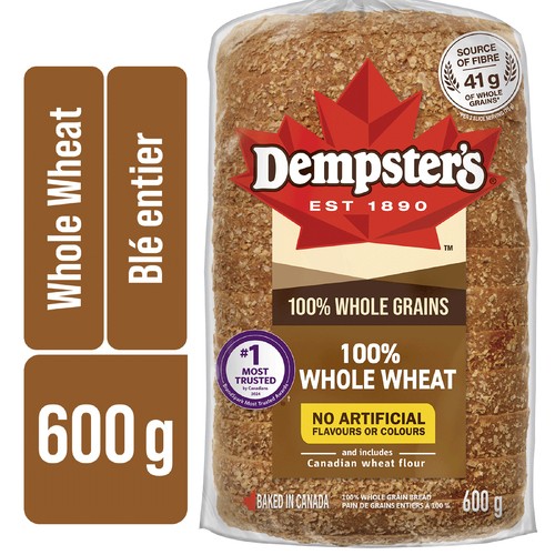 Dempster's Bread 100% Whole Wheat Whole Grains 600 g