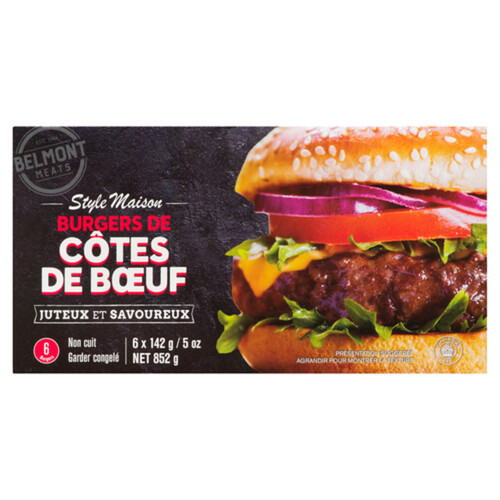 Belmont Prime Rib Beef Burgers Homestyle 852 g (frozen)