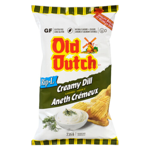 Old Dutch Gluten-Free Rip-L Potato Chips Creamy Dill 235 g