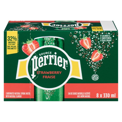 Perrier Sparkling Water Strawberry 8 x 330 ml (cans)